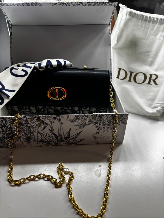 Dior Handbags - Dior Black Leather Crossbody with Gold CD Chain